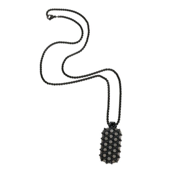 David Yurman Forged Carbon Honeycomb Dog Tag Necklace in Stainless Steel - Picture 2 of 4